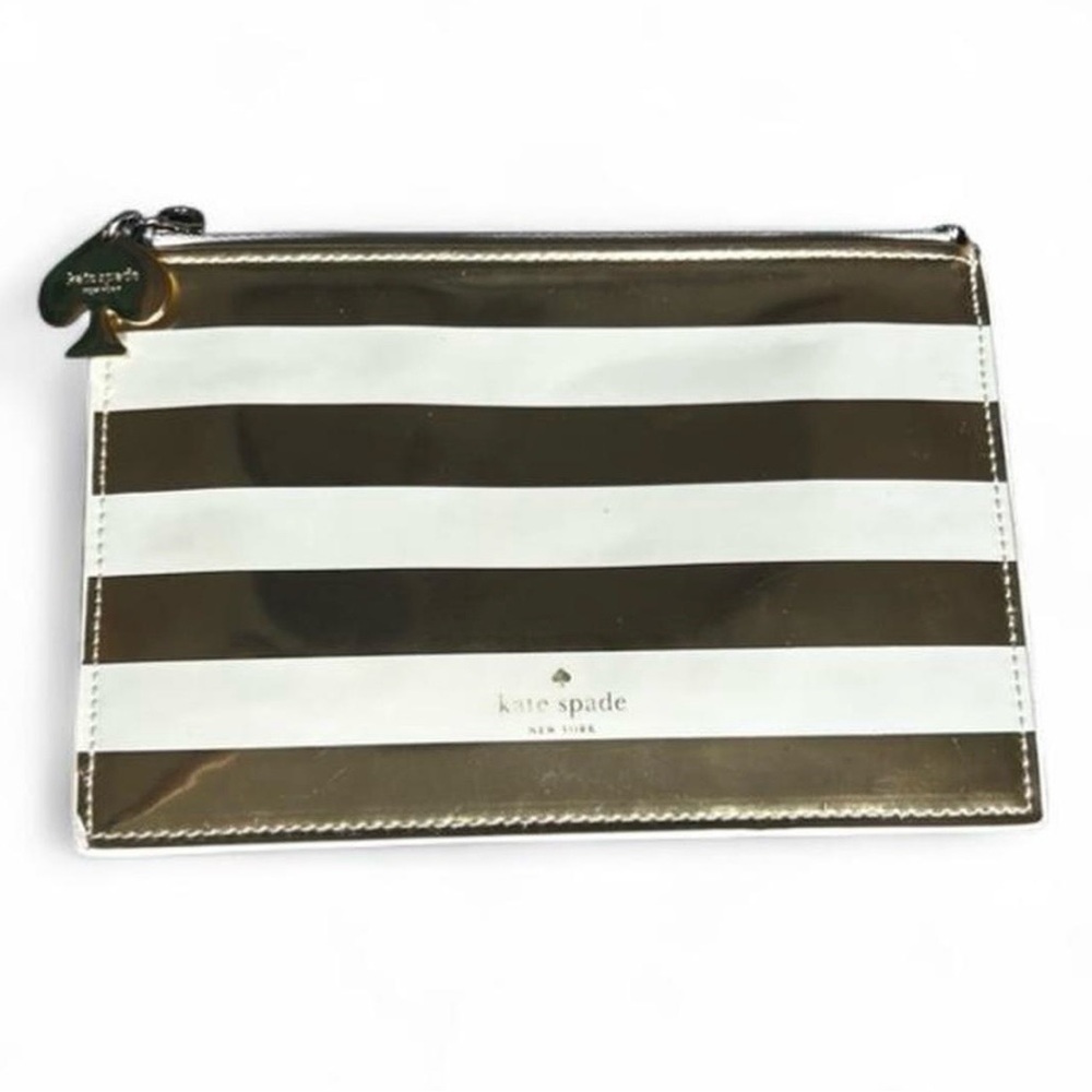 Kate Spade Metallic Gold and White Clutch